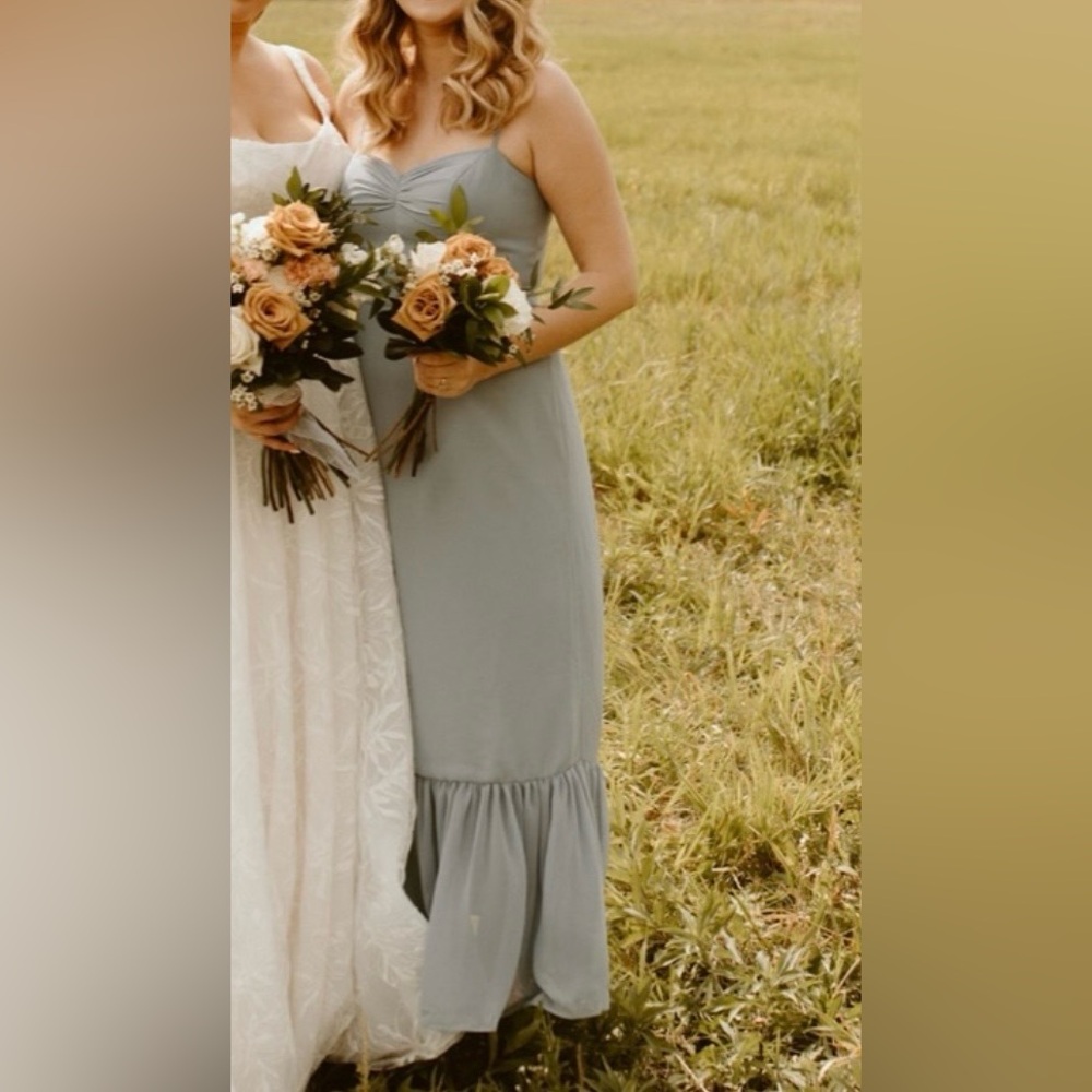 Azazie Justina bridesmaid dress dusty blue - Picture 4 of 5